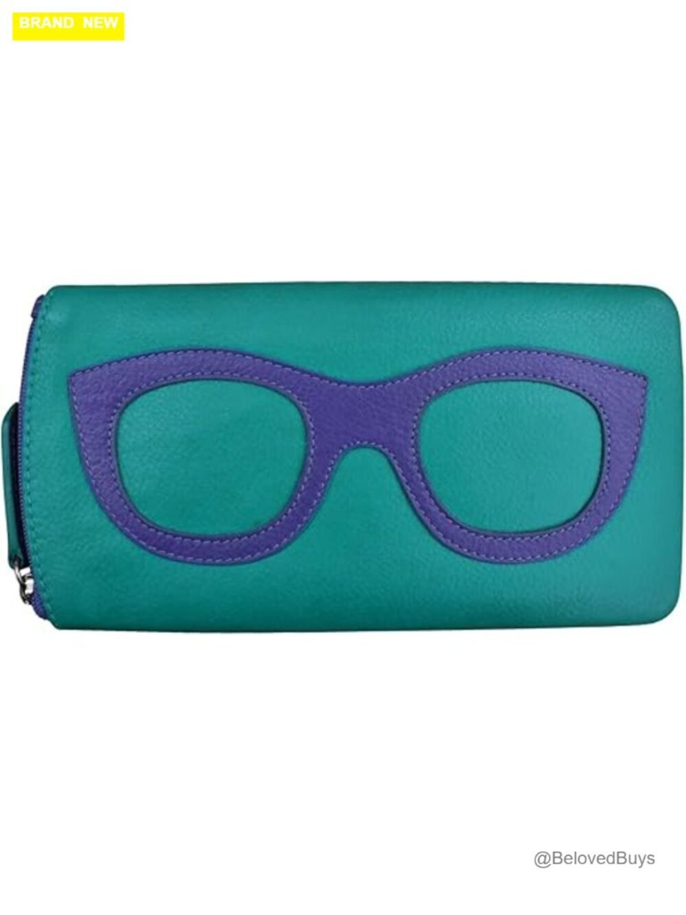 Smooth Leather Soft Eyeglass Case with RFID Blocking Lining and Zip Closure